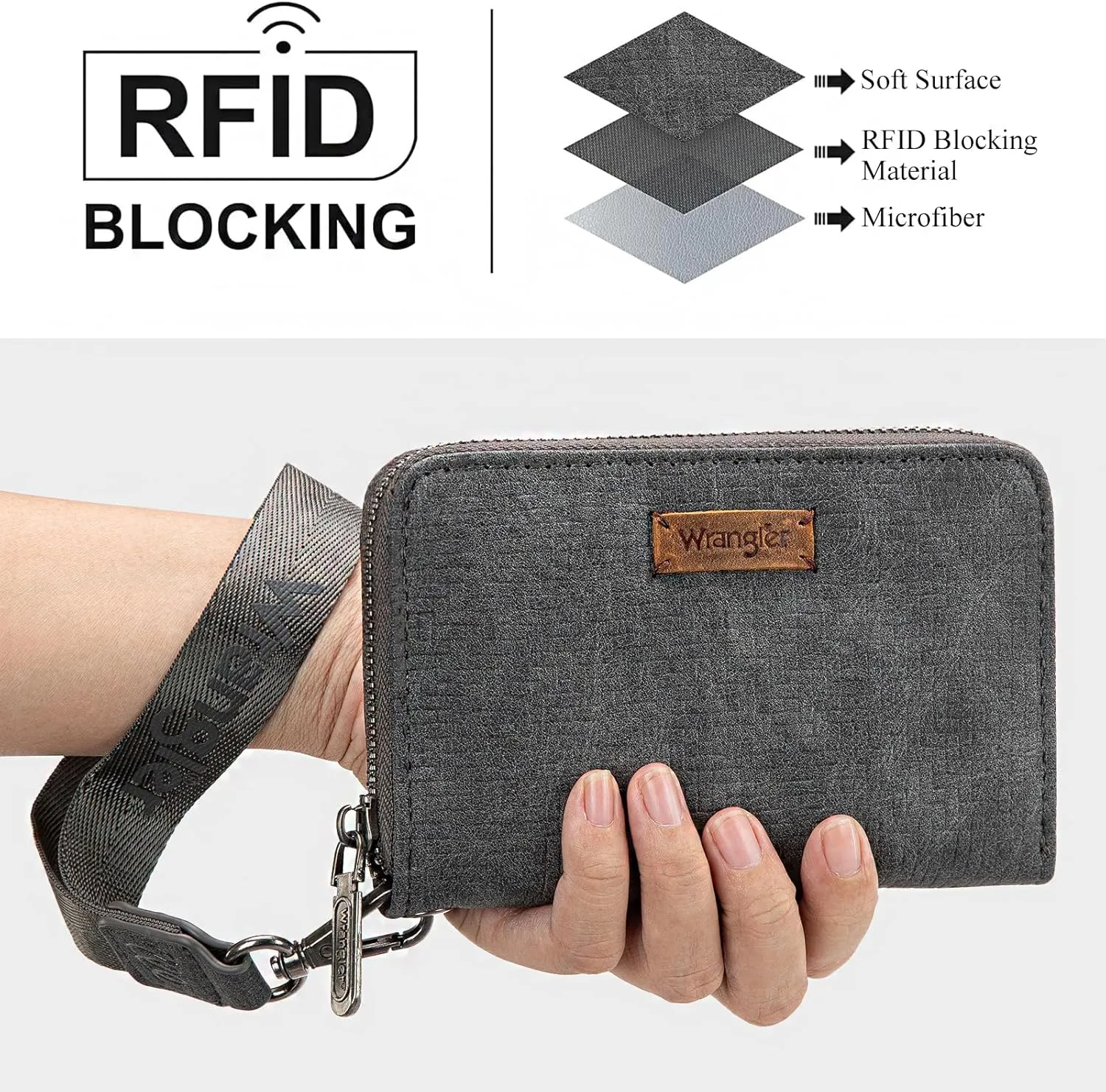 X Wrangler Credit Card Holder Wallet for Women Rfid Blocking Women's Wallets Card Cases & Money Organizers with Wristlet and Coin Pouch Minimalist Lightweight and Easy to Carry