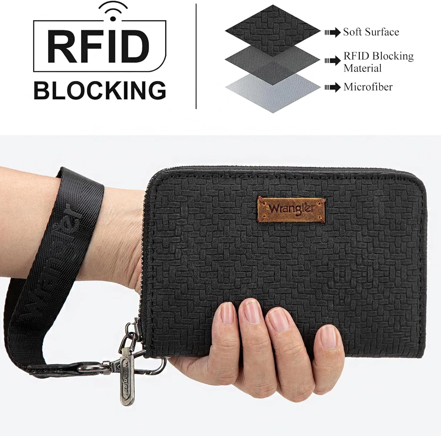 X Wrangler Credit Card Holder Wallet for Women Rfid Blocking Women's Wallets Card Cases & Money Organizers with Wristlet and Coin Pouch Minimalist Lightweight and Easy to Carry