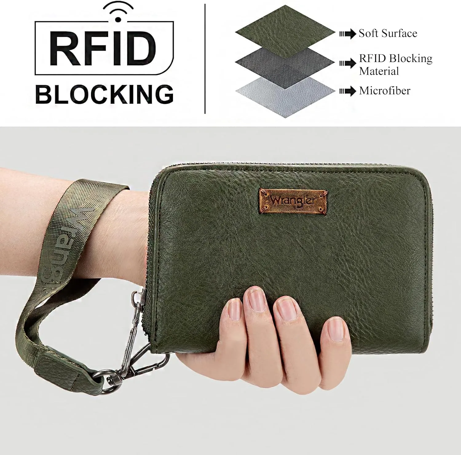 X Wrangler Credit Card Holder Wallet for Women Rfid Blocking Women's Wallets Card Cases & Money Organizers with Wristlet and Coin Pouch Minimalist Lightweight and Easy to Carry