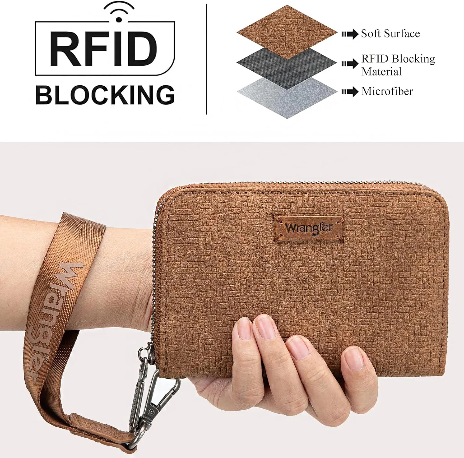 X Wrangler Credit Card Holder Wallet for Women Rfid Blocking Women's Wallets Card Cases & Money Organizers with Wristlet and Coin Pouch Minimalist Lightweight and Easy to Carry
