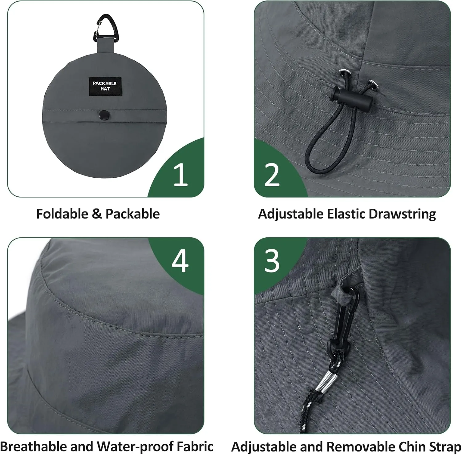 Zando Waterproof Bucket Hat for Woman Men Rain Hat UPF 50  Sun Hats for Women Packable Outdoor Hiking Safari Fishing Hat