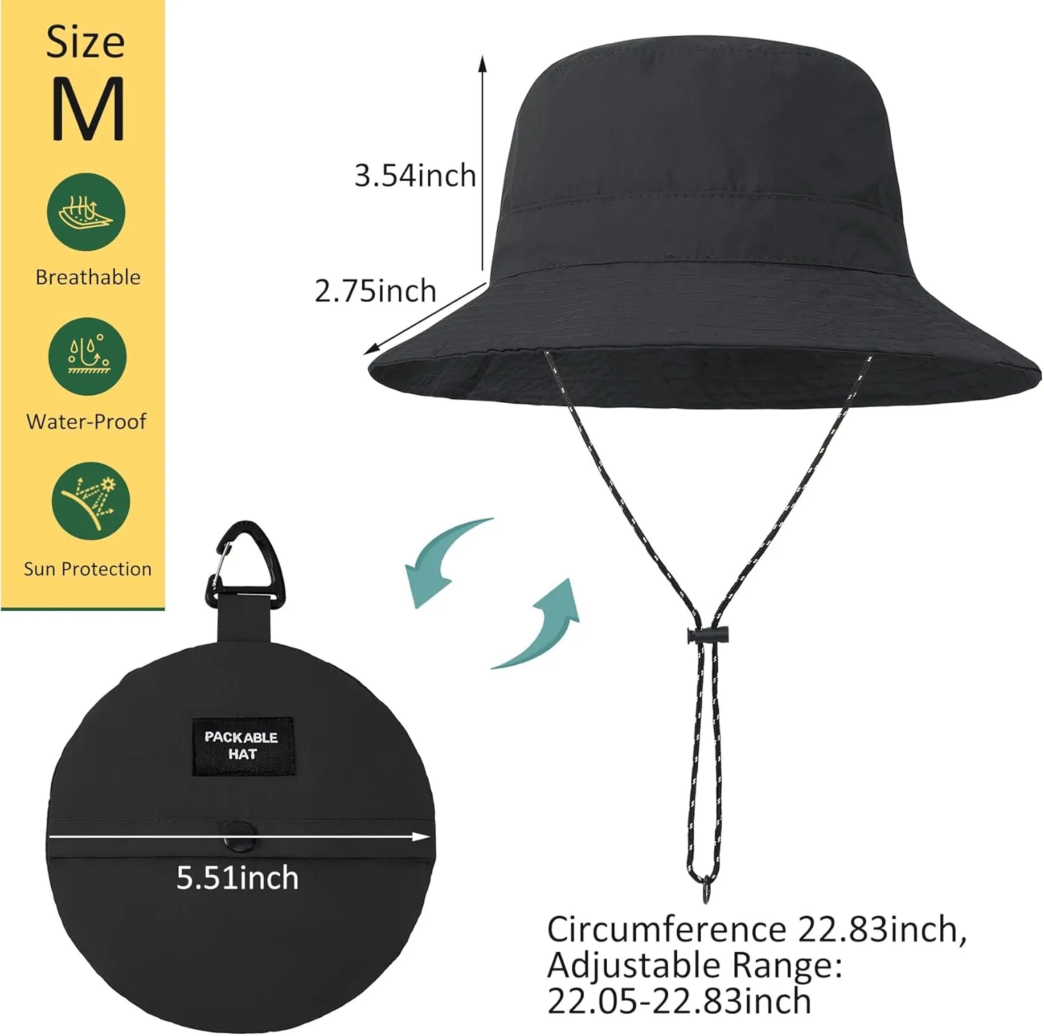 Zando Waterproof Bucket Hat for Woman Men Rain Hat UPF 50  Sun Hats for Women Packable Outdoor Hiking Safari Fishing Hat