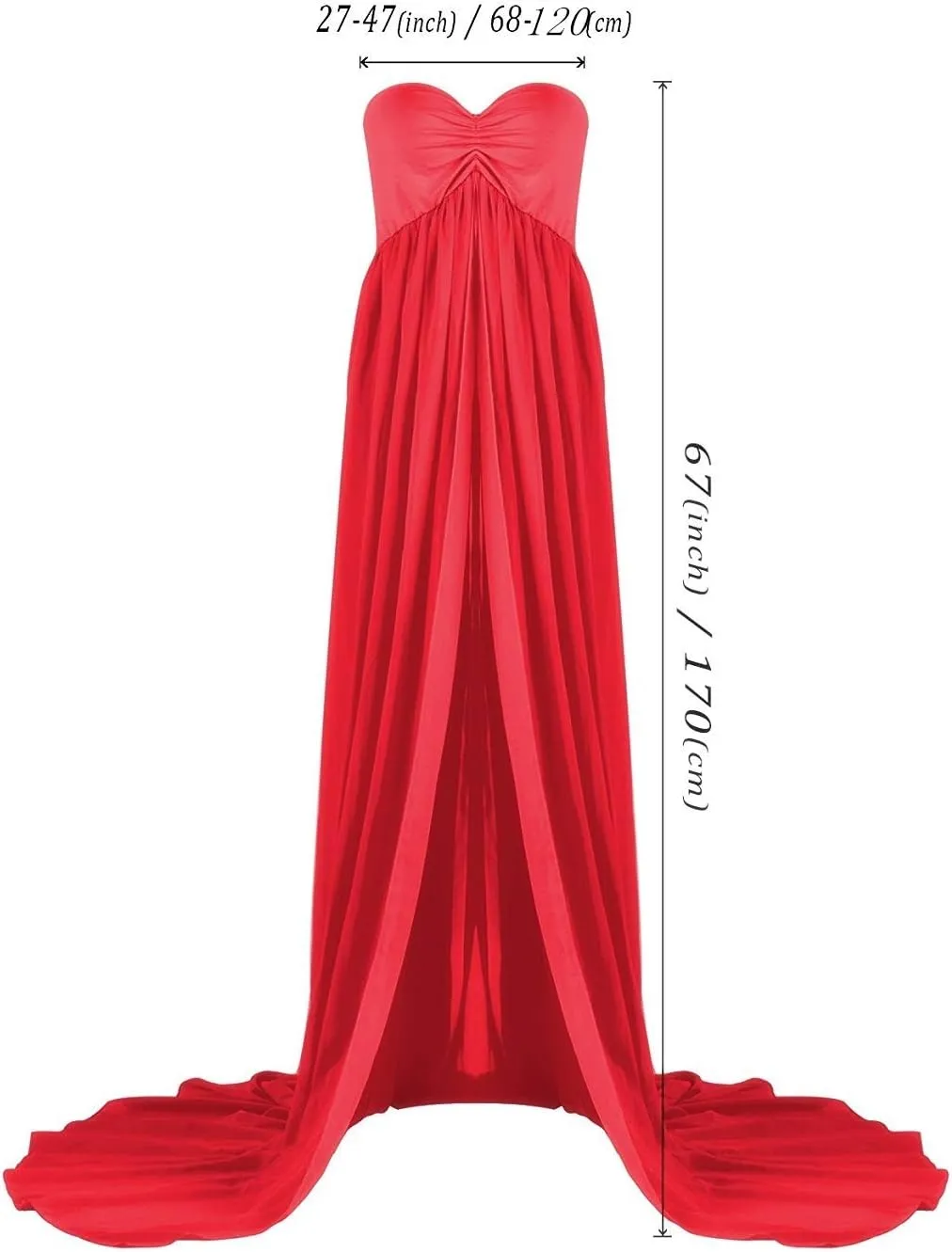 ZIUMUDY Maternity Chiffon Strapless Maxi Photography Dress Split Front Gown for Photoshoot
